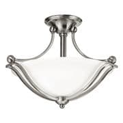 Bolla 2 Light Semi-Flush Fitting in Brushed Nickel with an Opal Glass Shade - HINKLEY HK/BOLLA/SF