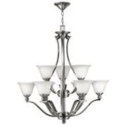 Bolla 9 Light Chandelier Fitting in Brushed Nickel with Opal Glass Shades - HINKLEY HK/BOLLA9