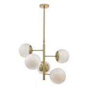 Bombazine 5 Light Pendant in Natural Brass with Oversized Opal Glass Shades - där BOM0535