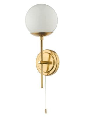 Bombazine Wall Light in Natural Brass with an Oversized Opal Glass Shade, Switched - där BOM0735