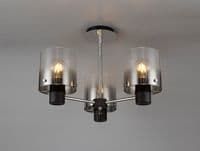 Boreray 3 Light Fitting in Black/Black Chrome with Faded Smoked Glass Shades