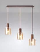 Boreray 3 Light Pendant Bar in a Mocha Finish with Faded Amber Glass Shades