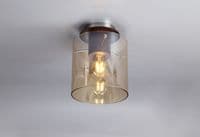 Boreray Flush Fitting in a Mocha Finish with a Faded Amber Glass Shade