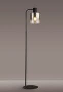 Boreray Large Floor Lamp in Black with a Faded Smoked Glass Shade