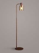 Boreray Medium Floor Lamp in a Mocha Finish with a Faded Amber Glass Shade