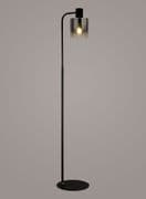 Boreray Medium Floor Lamp in Black with a Faded Smoked Glass Shade
