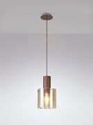 Boreray Single Pendant in a Mocha Finish with a Faded Amber Glass Shade