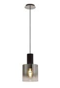 Boreray Single Pendant in Black/Black Chrome with a Faded Smoked Glass Shade