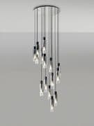 Boreray Slim 15 Light Spiral Pendant in Black/Polished Chrome with a Faded Smoked Glass Shades