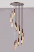 Boreray Slim 15 Light Spiral Pendant in Mocha with Faded Amber Glass Shades