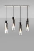 Boreray Slim 4 Light Bar Pendant in Black/Polished Chrome with a Faded Smoked Glass Shades