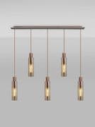Boreray Slim 5 Light Bar Pendant in Mocha with Faded Amber Glass Shades