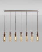 Boreray Slim 7 Light Bar Pendant in Mocha with Faded Amber Glass Shades