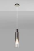Boreray Slim Single Pendant in Black/Polished Chrome with a Faded Smoked Glass Shade