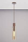 Boreray Slim Single Pendant in Mocha with a Faded Amber Glass Shade