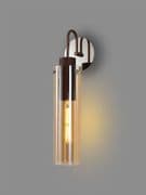 Boreray Slim Wall Light in Mocha with a Faded Amber Glass Shade, Switched