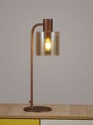 Boreray Tall Table Lamp in a Mocha Finish with a Faded Amber Glass Shade