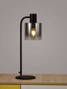Boreray Tall Table Lamp in Black with a Faded Smoked Glass Shade