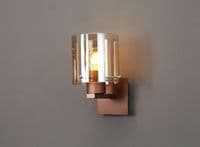 Boreray Wall Light in a Mocha Finish with a Faded Amber Glass Shade, Switched