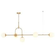 Bourges 5 Light Linear Pendant in a Matt Antique Brass Finish with Matt Opal Glass Shades