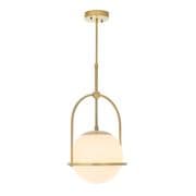Bourges Single Pendant in a Matt Antique Brass Finish with a Matt Opal Glass Shade