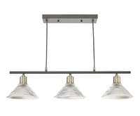 Boyd 3 Light Bar Pendant in Black with Antique Brass Accents and Glass Shades - där BOY0375