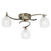 Boyer 3 Light Fitting in Antique Brass with Crystal Glass Shades - ENDON BOYER-3AB