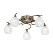 Boyer 5 Light Fitting in Antique Brass with Crystal Glass Shades - ENDON BOYER-5AB