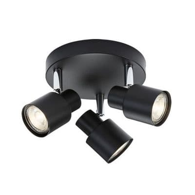 Briar 3 Light Spot Light Plate in a Matt Black Finish with Chrome Accents