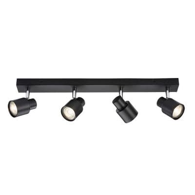 Briar 4 Light Spot Light Bar in a Matt Black Finish with Chrome Accents