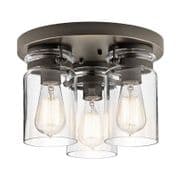 Brinley 3 Light Flush in Olde Bronze with Glass Shades - KICHLER KL-BRINLEY/F/OZ