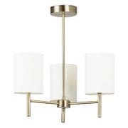 Brio 3 Light Fitting in Antique Brass with Faux Silk Shades - ENDON BRIO-3AB