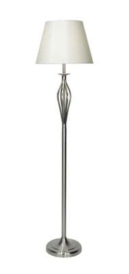 Bybliss Satin Chrome Floor Lamp with a Co-ordinating Fabric Shade - där BYB4946