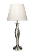 Bybliss Satin Chrome Table Lamp with a Co-ordinating Fabric Shade - där BYB4046