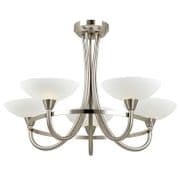 Cagney 5 Light Fitting in Satin Chrome with Etched Glass Shades - ENDON CAGNEY-5SC