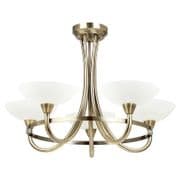 Cagney 5 Light in Antique Brass with Glass Shades - ENDON CAGNEY-5AB