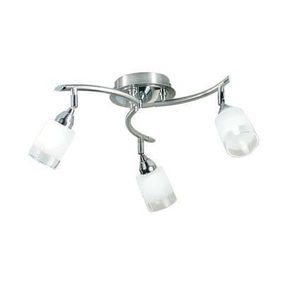 Caistor 3 Light in Polished and Satin Chrome with Clear Edged Acid Glass Shades