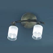 Caistor Adjustable Double Wall Light in Bronze with Clear Edged Acid Glass Shades, Switched