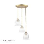 Callaghan 3 Light Pendant in Antique Brass with Clear Ribbed Glass - LAURA ASHLEY LA3756388-Q
