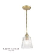 Callaghan Mini Pendant in Antique Brass with a Clear Ribbed Glass - LAURA ASHLEY LA3756056-Q