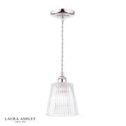 Callaghan Mini Pendant in Polished Chrome with a Clear Ribbed Glass - LAURA ASHLEY LA3756595-Q