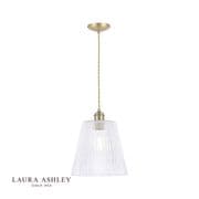 Callaghan Pendant in Antique Brass with a Clear Ribbed Glass - LAURA ASHLEY LA3756205-Q