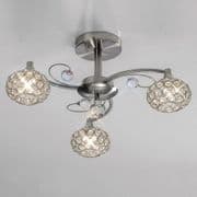 Calveley 3 Light Fitting in Satin Chrome and Crystal