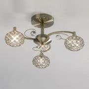 Calveley 3 Light in Antique Brass with Crystal Decoration