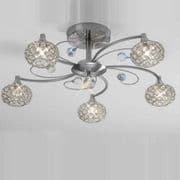 Calveley 5 Light Fitting in Satin Chrome and Crystal