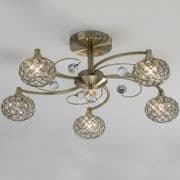 Calveley 5 Light in Antique Brass with Crystal Decoration