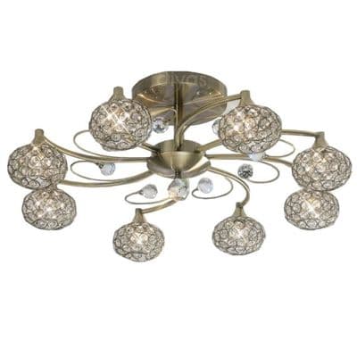 Calveley 8 Light in Antique Brass with Crystal Decoration