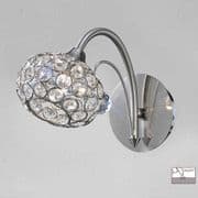 Calveley Wall Light in Satin Chrome and Crystal, Switched