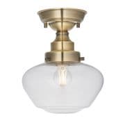 Camberley Semi-Flush in Antique Brass with a Clear Glass Shade - ENDON 97687