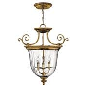 Cambridge 3 Light Pendant in Solid Burnished Brass with Clear Optic Glass - HINKLEY HK/CAMBRIDGE/P/S